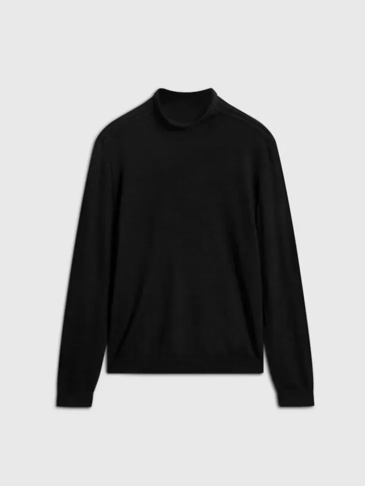 Sweaters>John Varvatos ALONTE MOCK NECK BLACK