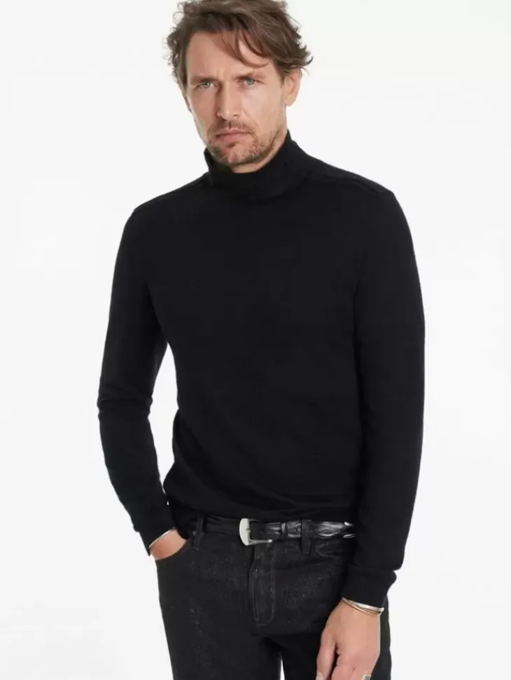 Sweaters>John Varvatos ALONTE MOCK NECK BLACK