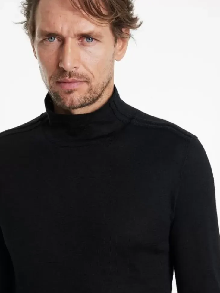 Sweaters>John Varvatos ALONTE MOCK NECK BLACK