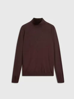 Sweaters>John Varvatos ALONTE MOCK NECK CHOCOLATE