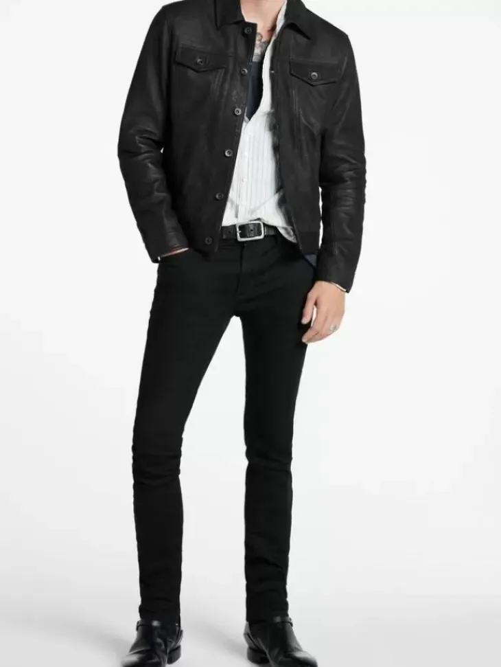 Leather Jackets|Leather Jackets>John Varvatos ANDREW TRUCKER BLACK