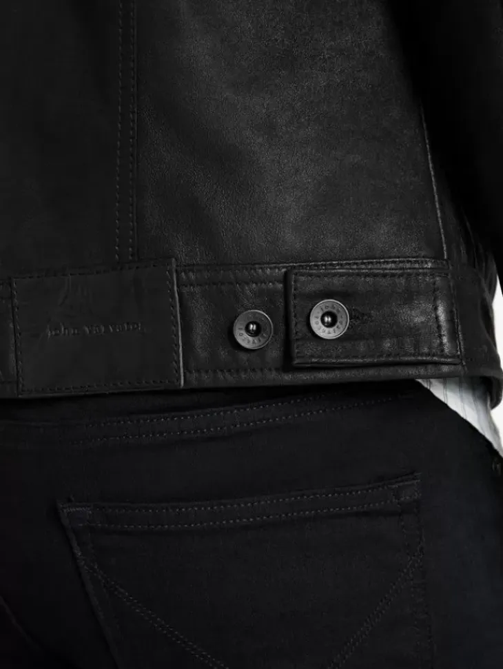 Leather Jackets|Leather Jackets>John Varvatos ANDREW TRUCKER BLACK