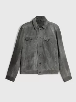 Coats And Jackets|Leather Jackets>John Varvatos ANDREW TRUCKER JACKET GREYSTONE