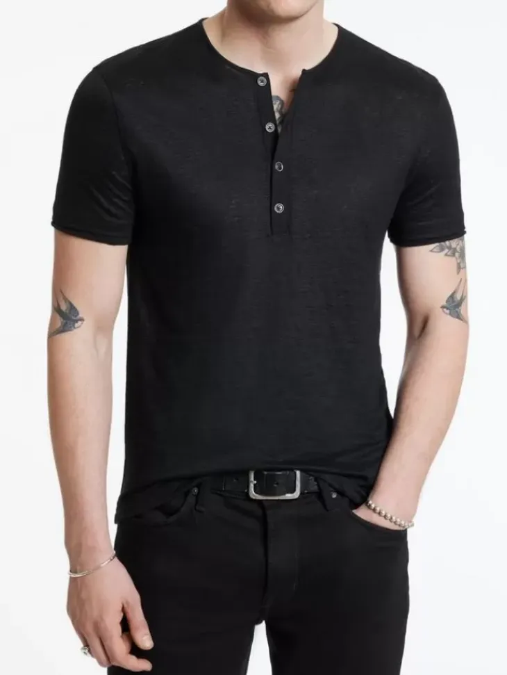 Henleys>John Varvatos BLEEKER HENLEY BLACK