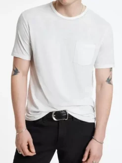 T-Shirts>John Varvatos BOND BURNOUT T-SHIRT SALT