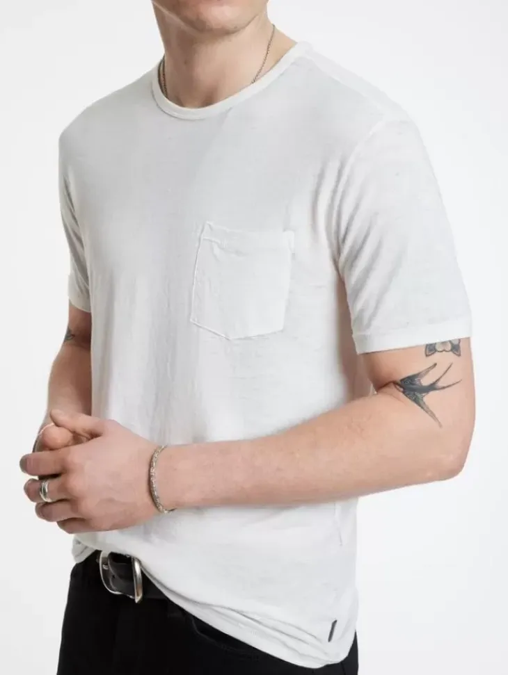 T-Shirts>John Varvatos BOND BURNOUT T-SHIRT SALT