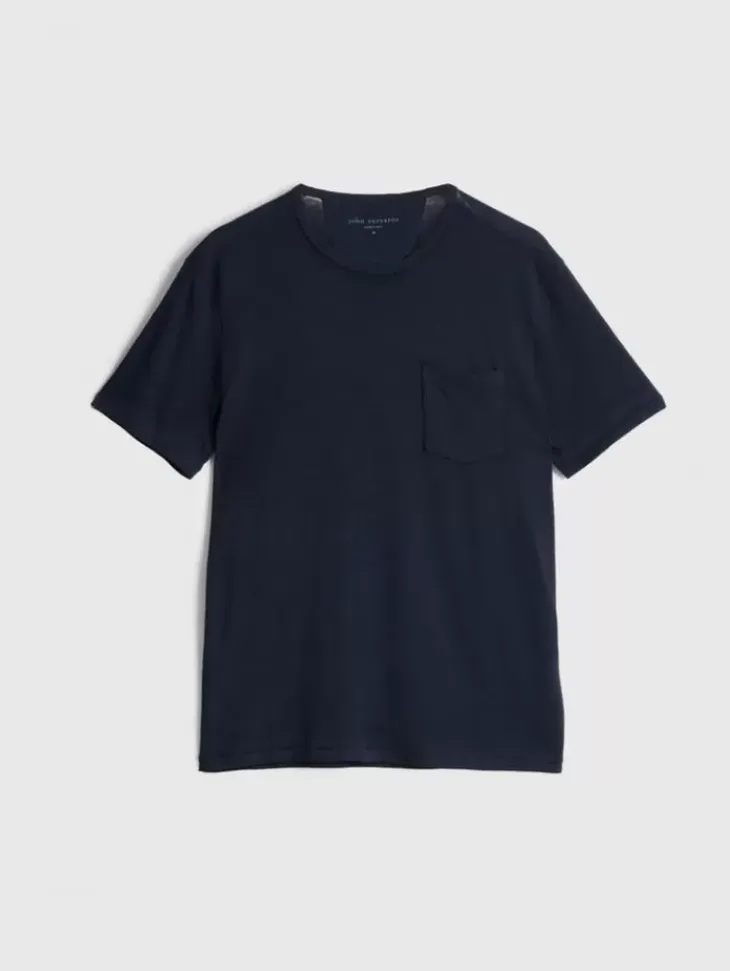 T-Shirts>John Varvatos BOND BURNOUT T-SHIRT NAVY