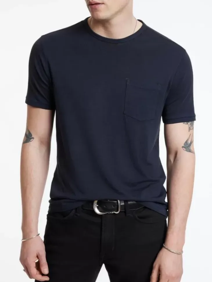 T-Shirts>John Varvatos BOND BURNOUT T-SHIRT NAVY