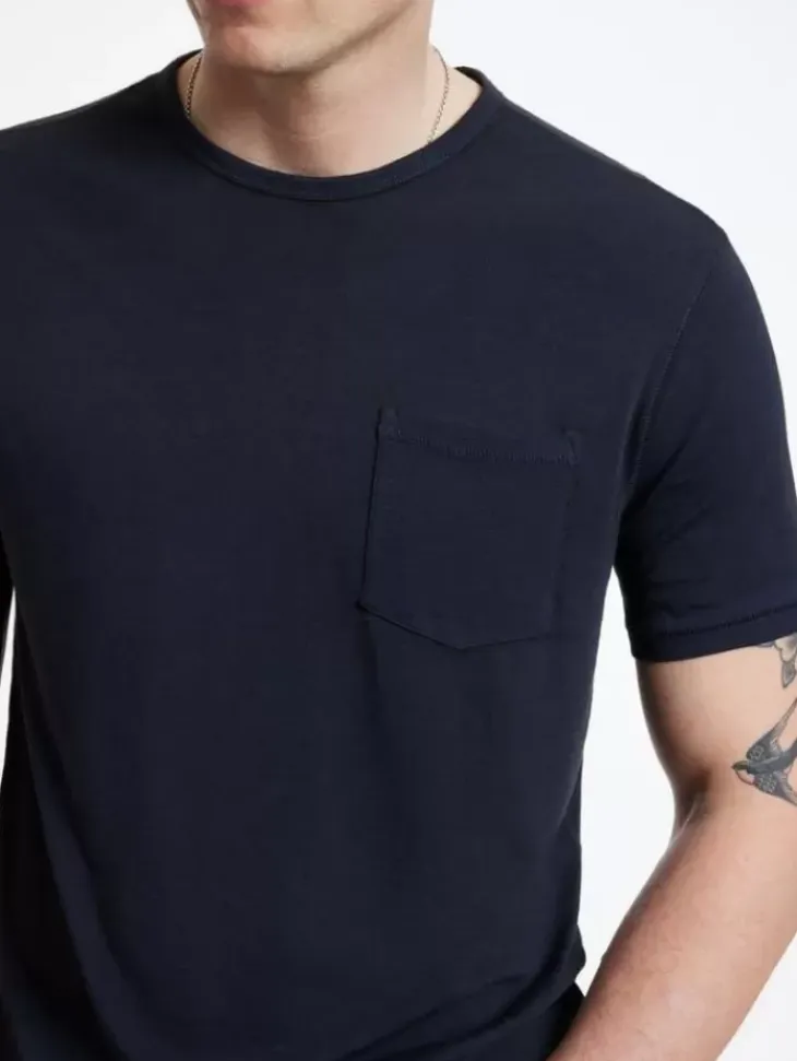 T-Shirts>John Varvatos BOND BURNOUT T-SHIRT NAVY