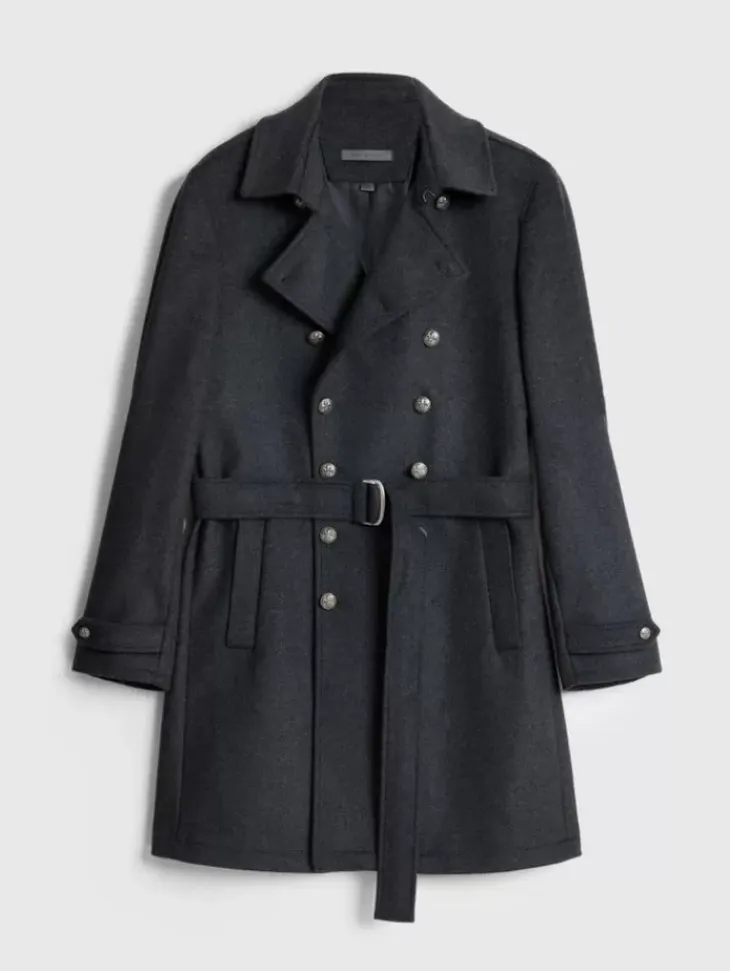 Tops>John Varvatos CANAL TRENCH COAT DKSTEELHTR