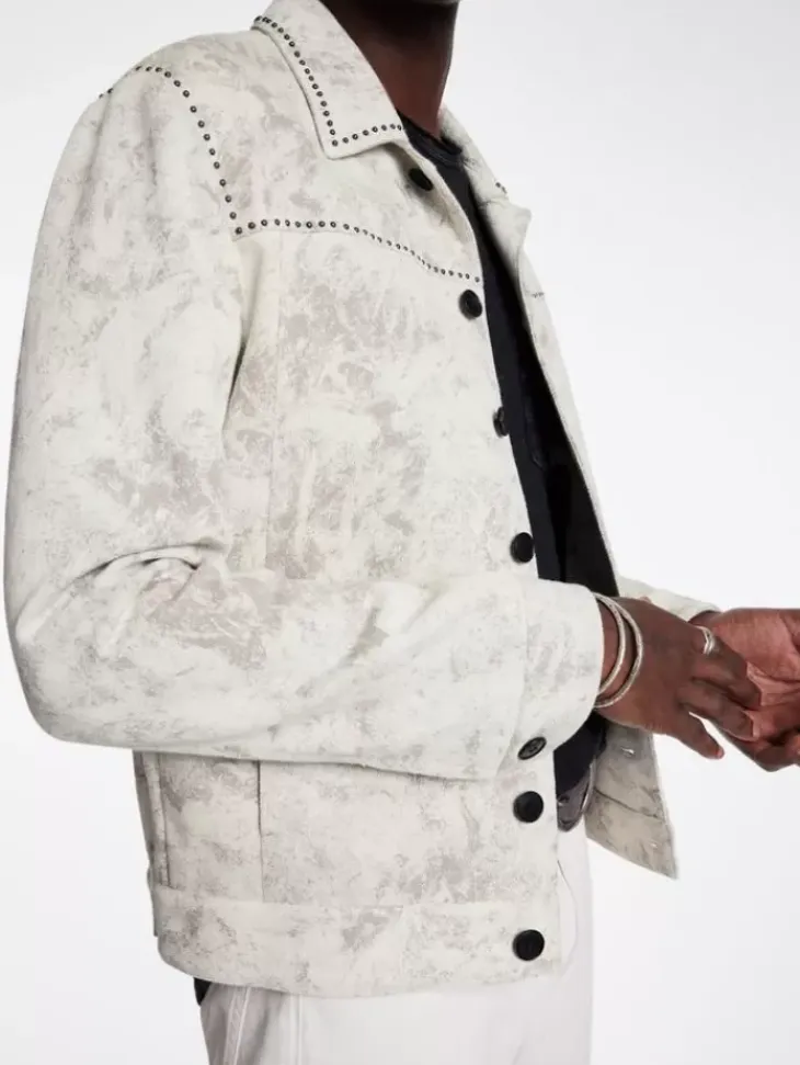 Leather & Outerwear|Tops>John Varvatos CARDIN TRUCKER CHINAWHITE