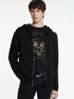 Sweaters>John Varvatos CATHERINE HOODIE BLACK