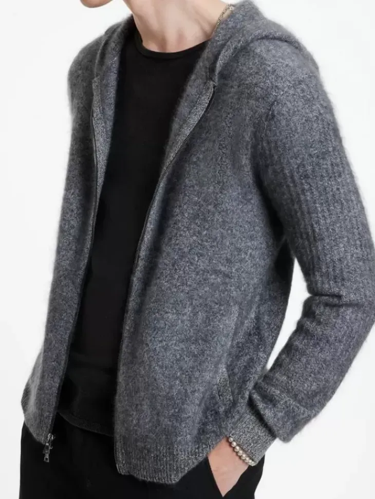 Leather & Outerwear|Tops>John Varvatos CATHERINE HOODIE BLACK/WHITE