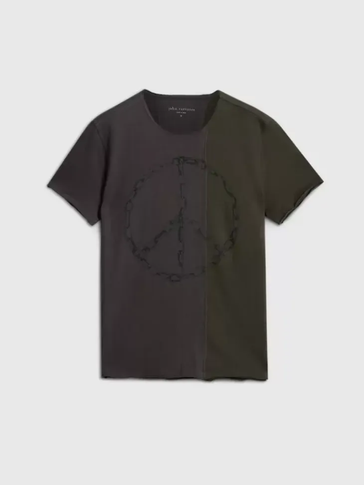 Graphic Tees>John Varvatos CHAIN PEACE TEE CHARCOAL