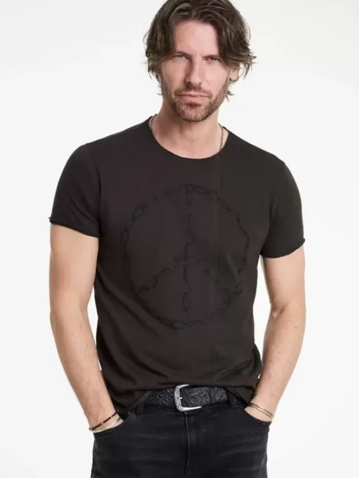 Graphic Tees>John Varvatos CHAIN PEACE TEE CHARCOAL