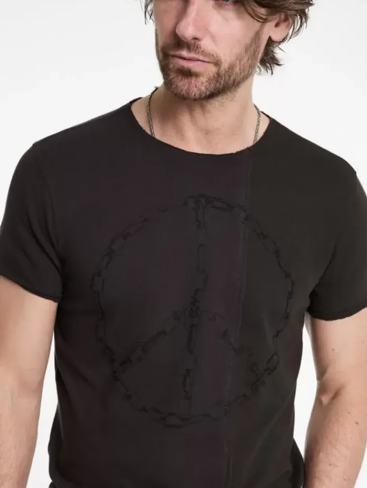 Graphic Tees>John Varvatos CHAIN PEACE TEE CHARCOAL