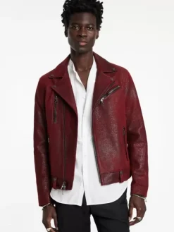 Coats And Jackets|Leather Jackets>John Varvatos CHELSEA BIKER GARNET
