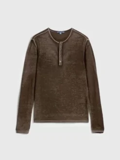 Henleys|Sweaters>John Varvatos CHRISTIE HENLEY CHESTNUT