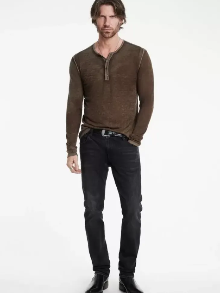 Henleys|Sweaters>John Varvatos CHRISTIE HENLEY CHESTNUT