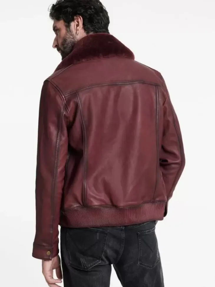 Coats And Jackets|Leather Jackets>John Varvatos CLAREMONT AVIATOR JACKET OXBLOOD