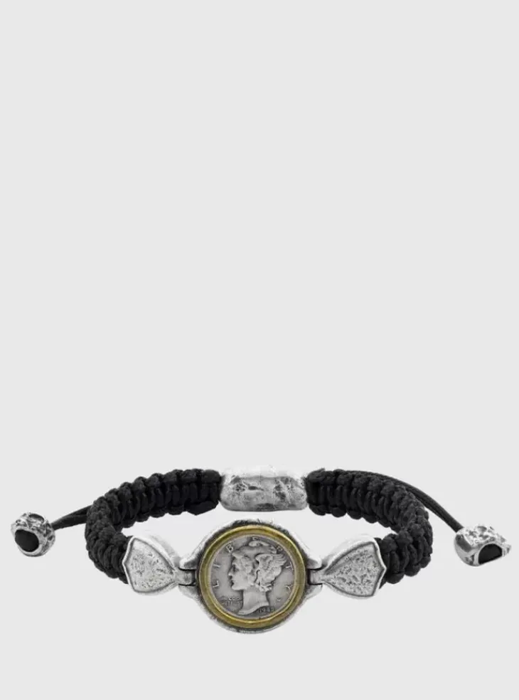Jewelry>John Varvatos CORDED MERCURY COIN BRACELET SILVER