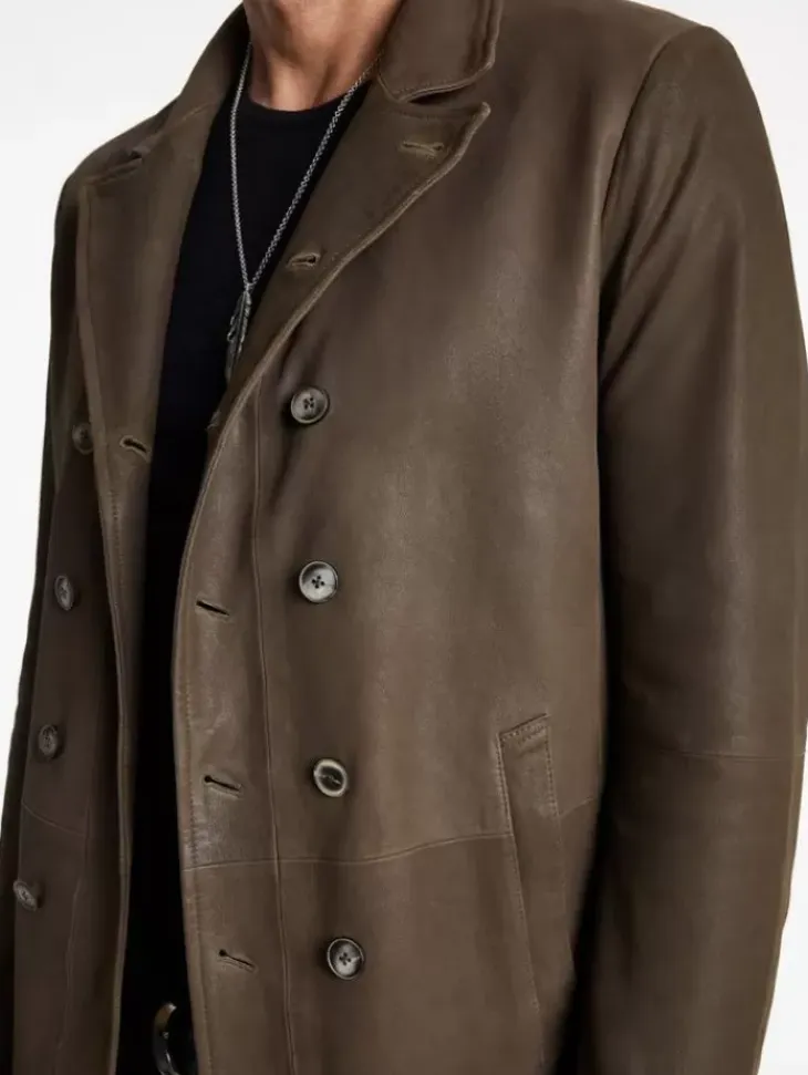 Coats And Jackets|Leather Jackets>John Varvatos CUT-AWAY DOUBLE BREASTED COAT TWINEBROWN