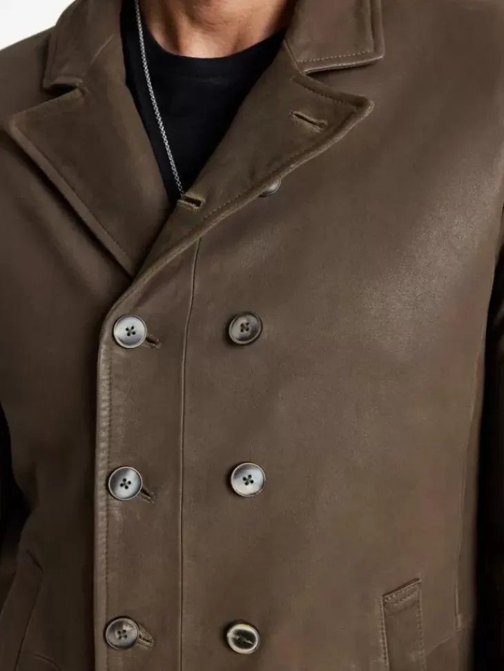 Coats And Jackets|Leather Jackets>John Varvatos CUT-AWAY DOUBLE BREASTED COAT TWINEBROWN