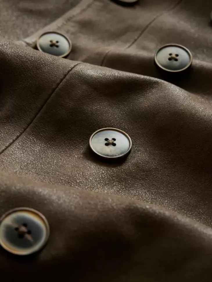 Coats And Jackets|Leather Jackets>John Varvatos CUT-AWAY DOUBLE BREASTED COAT TWINEBROWN