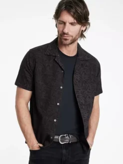 Tops>John Varvatos DANNY CAMP SHIRT CHARCOAL