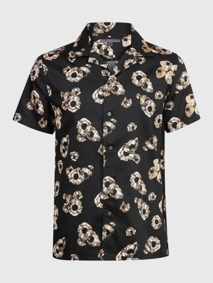 Tops>John Varvatos DANNY CAMP SHIRT BLACK