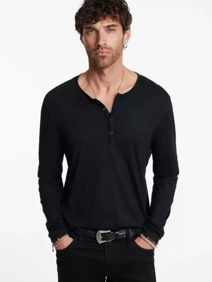 Henleys>John Varvatos DANVILLE HENLEY BLACK