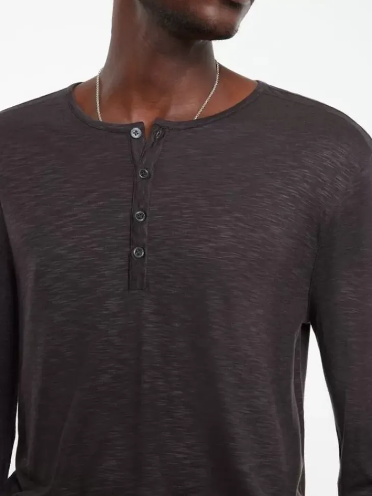 Tops>John Varvatos DANVILLE HENLEY CHOCOLATE