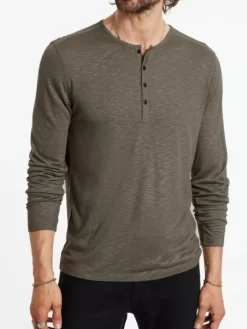 Tops>John Varvatos DANVILLE HENLEY EUCALPTUS
