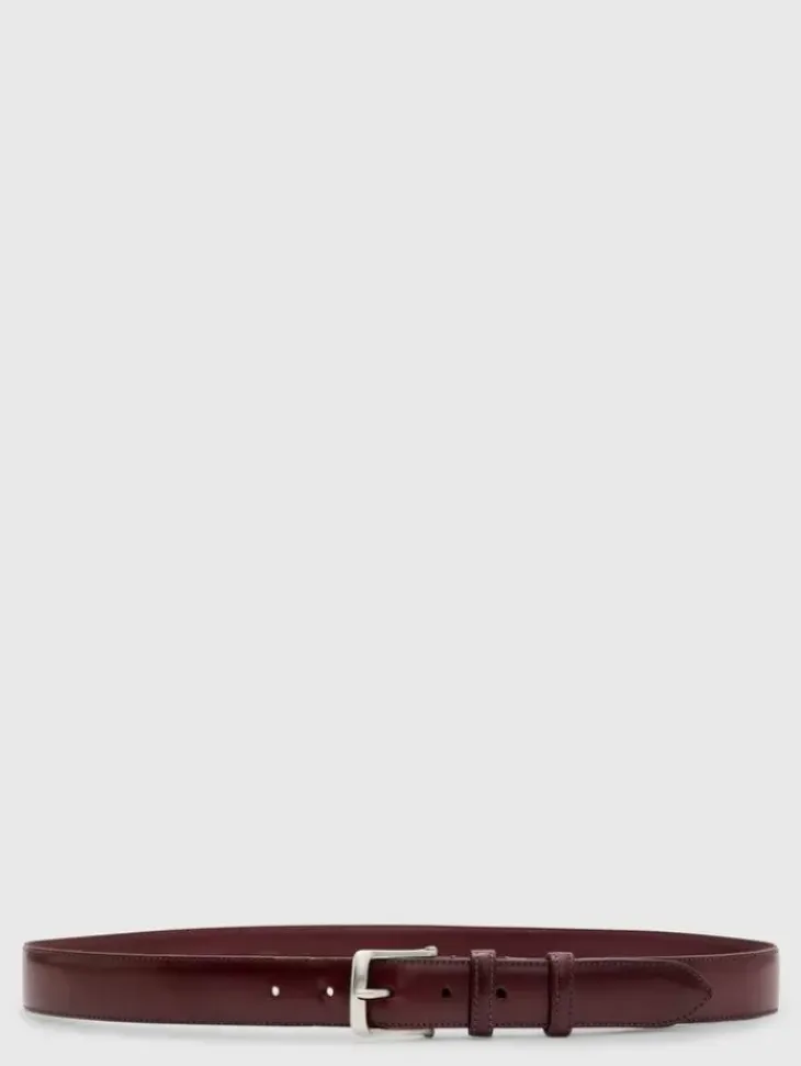 Belts|Leather Belts>John Varvatos DRESS BELT BURGUNDY