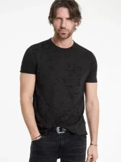 T-Shirts>John Varvatos EDEN BURNOUT CREW CARBON