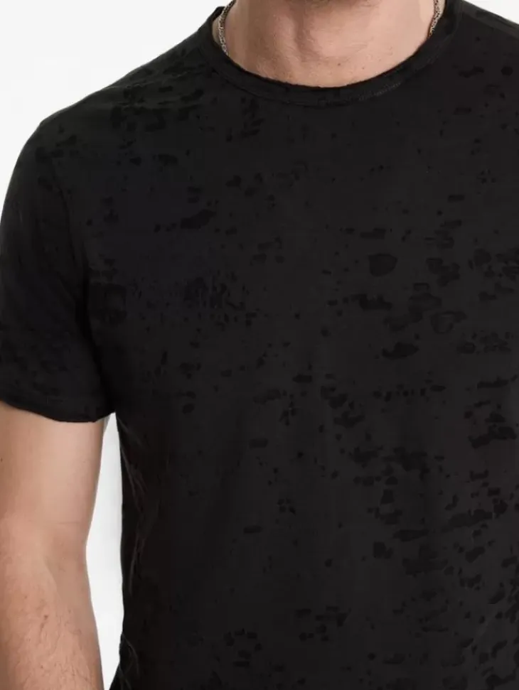 T-Shirts>John Varvatos EDEN BURNOUT CREW CARBON