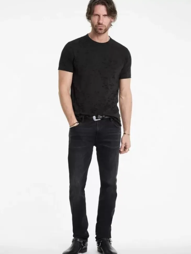 T-Shirts>John Varvatos EDEN BURNOUT CREW CARBON