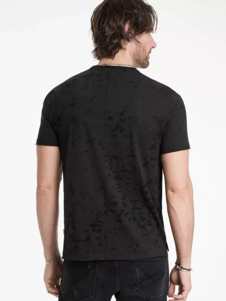 T-Shirts>John Varvatos EDEN BURNOUT CREW CARBON