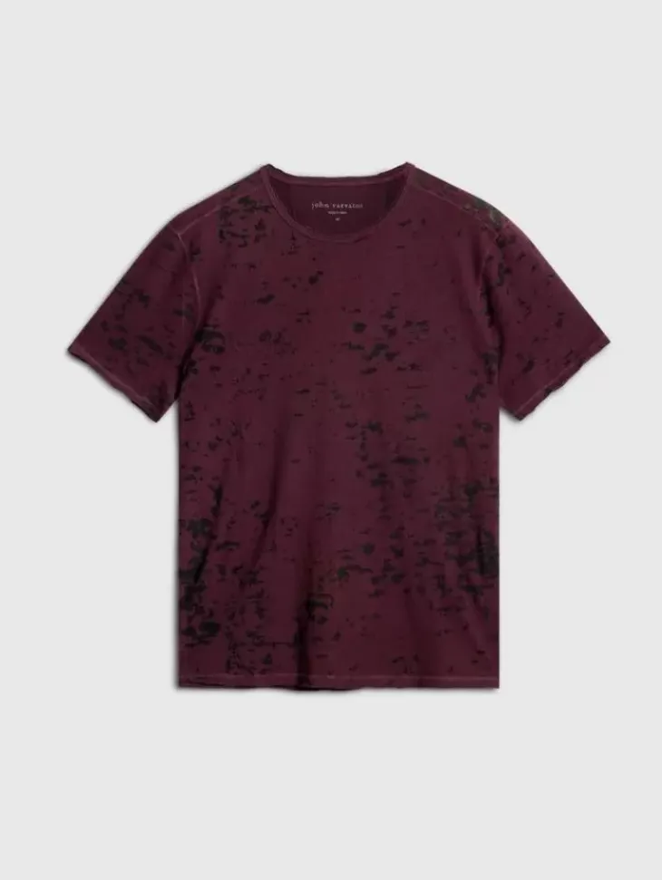 T-Shirts>John Varvatos EDEN BURNOUT CREW DARKPLUM