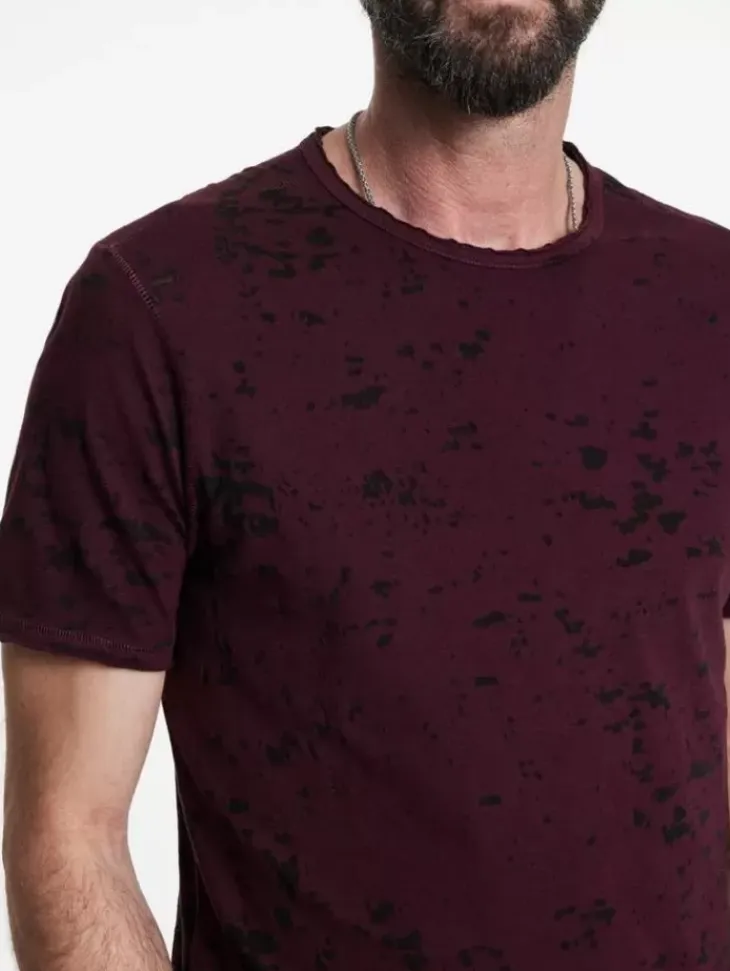 T-Shirts>John Varvatos EDEN BURNOUT CREW DARKPLUM