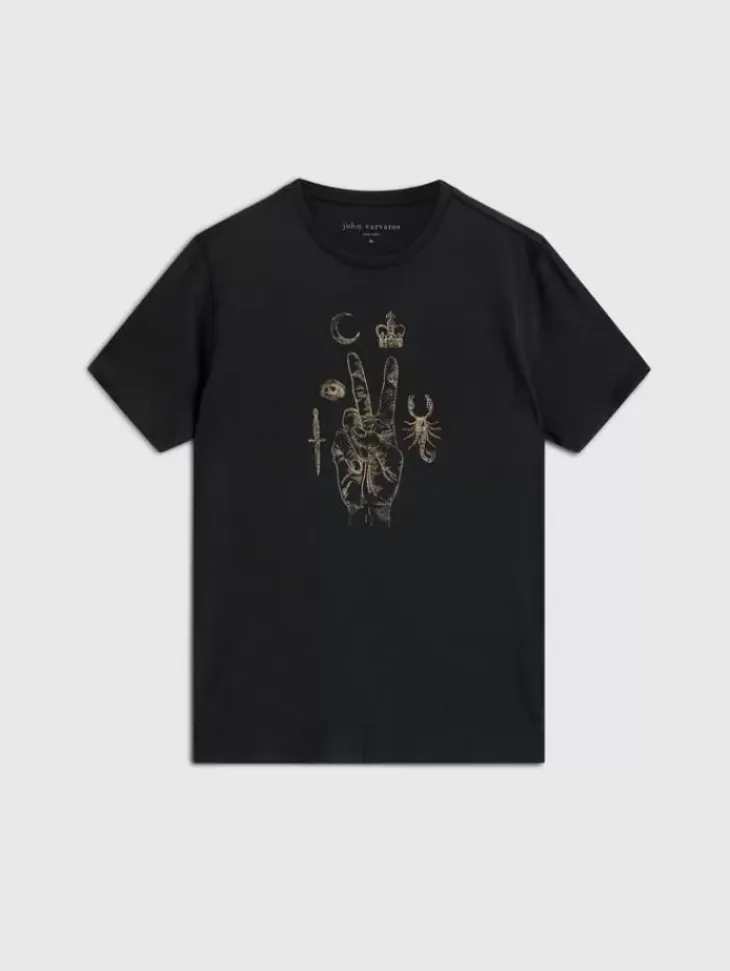 Graphic Tees>John Varvatos ELEMENTS PEACE TEE BLACK