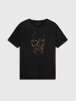 Graphic Tees>John Varvatos EMBELLISHED SKULL TEE BLACK