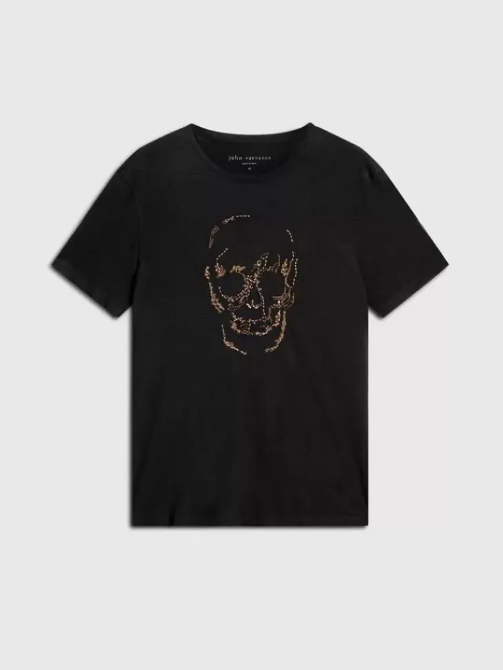 Graphic Tees>John Varvatos EMBELLISHED SKULL TEE BLACK