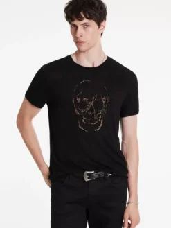 Graphic Tees>John Varvatos EMBELLISHED SKULL TEE BLACK