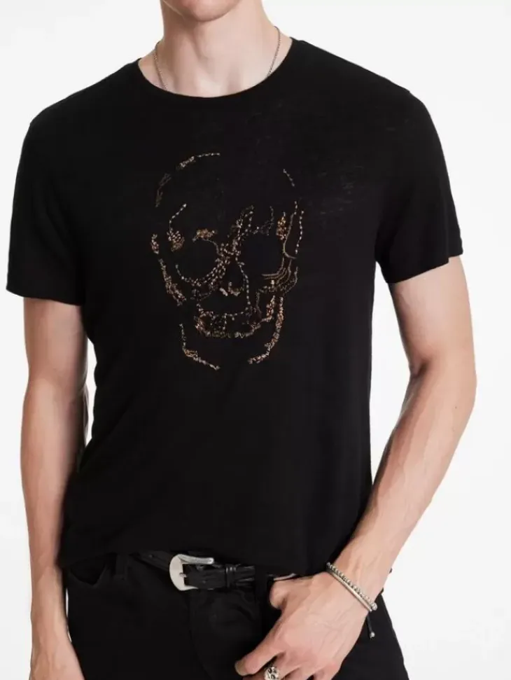 Graphic Tees>John Varvatos EMBELLISHED SKULL TEE BLACK