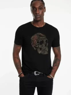 Graphic Tees>John Varvatos EMBRIODERED SKULL TEE BLACK