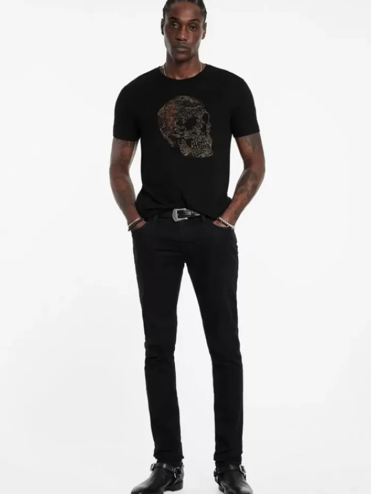 Graphic Tees>John Varvatos EMBRIODERED SKULL TEE BLACK