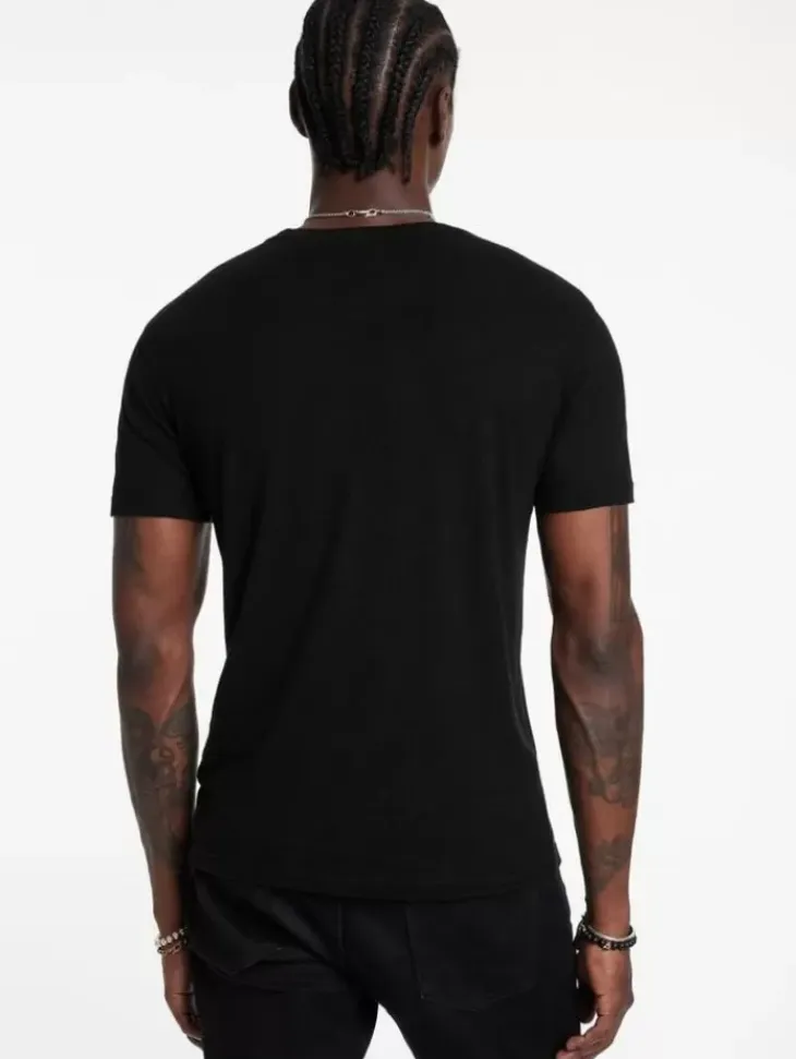Graphic Tees>John Varvatos EMBRIODERED SKULL TEE BLACK