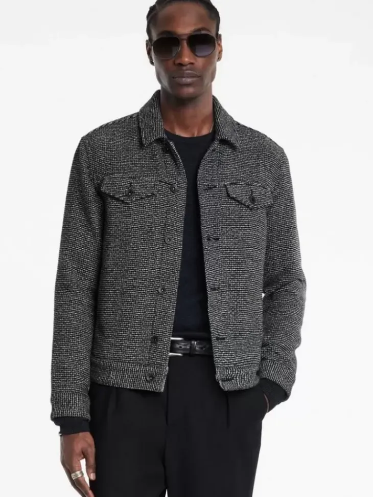 Coats And Jackets>John Varvatos EVANS JACKET BLACK/WHITE