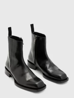 Boots|Leather Boots>John Varvatos GEO ZIP BOOT BLACK
